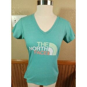 The North Face~Women's SS T-Shirt~Slim Fit~Turquoise in Color~V-Neck~Size S